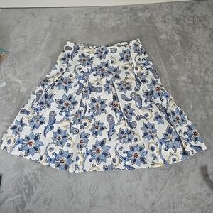 Tommy Hilfiger‎ Skirt Womens 12 Blue Paisley Brocade Flare Pleated A-Line Casual